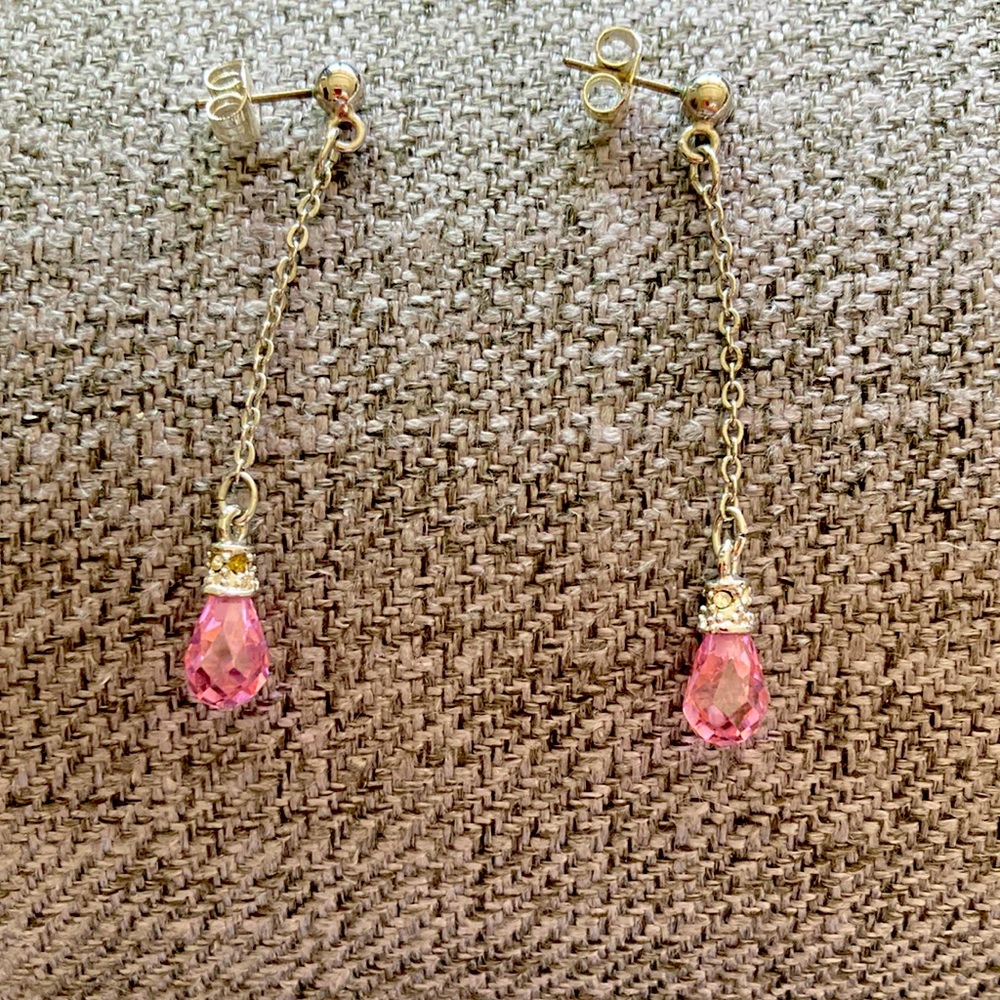 Lia Sophia crystal and pink pierced dangle earrings